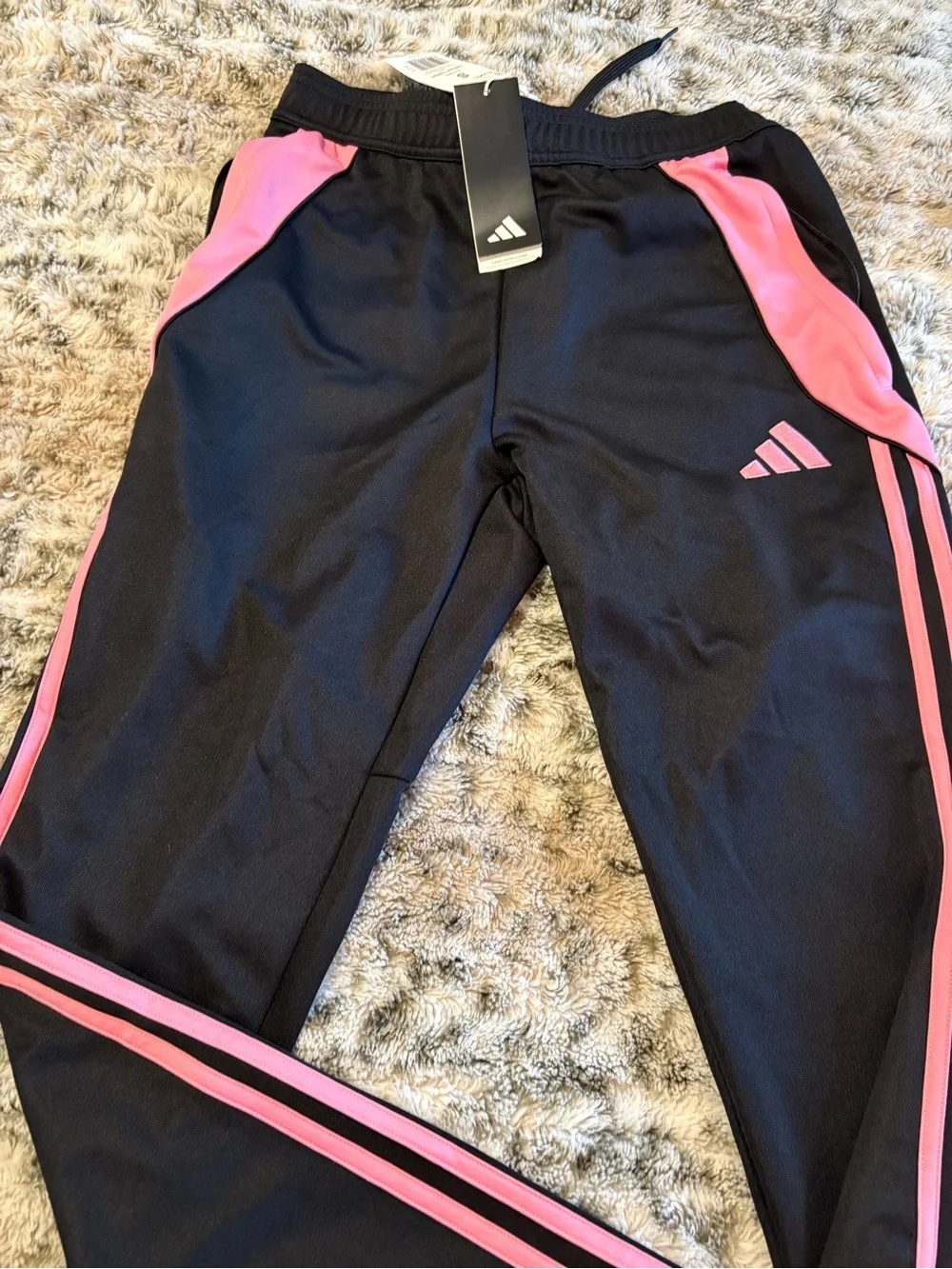 adidas Black Joggers with Pink Accents